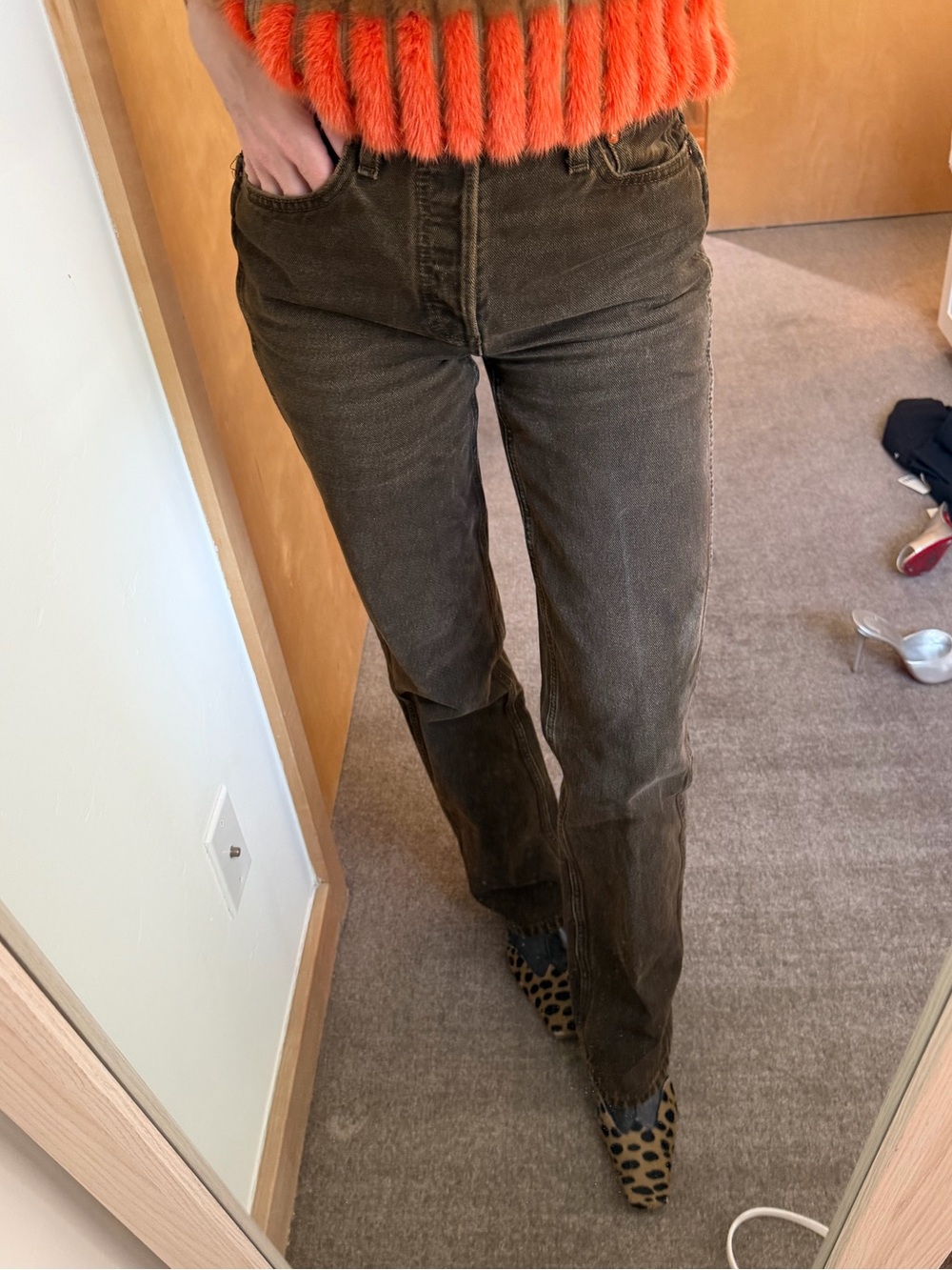 Re/Done Straight Leg Jeans in Dark Brown